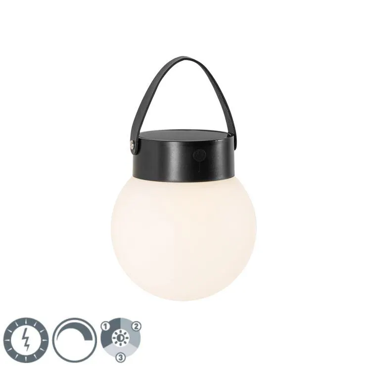 Buiten hanglamp zwart incl. LED 3-staps dimbaar solar - Cornelia