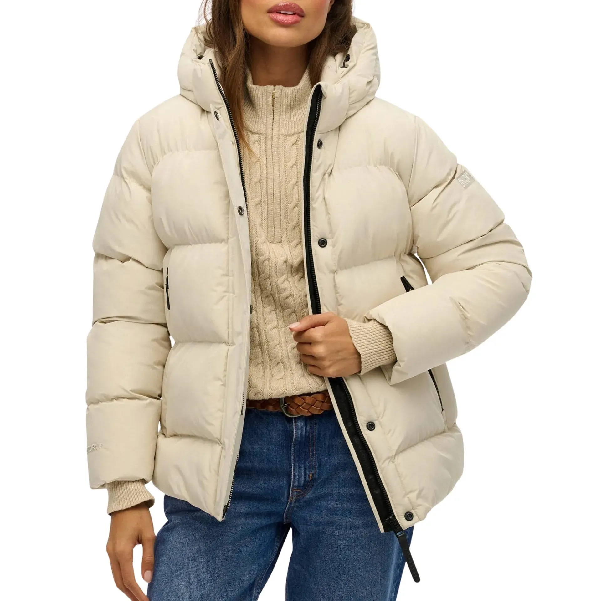 Hooded 5 Baffle Sports Puffer Jas Dames