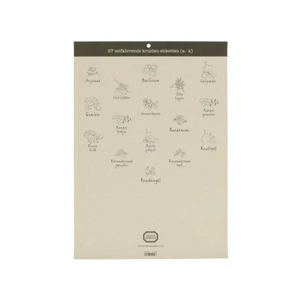 Etiketten kruiden & specerijen, zelfklevend, A t/m K
