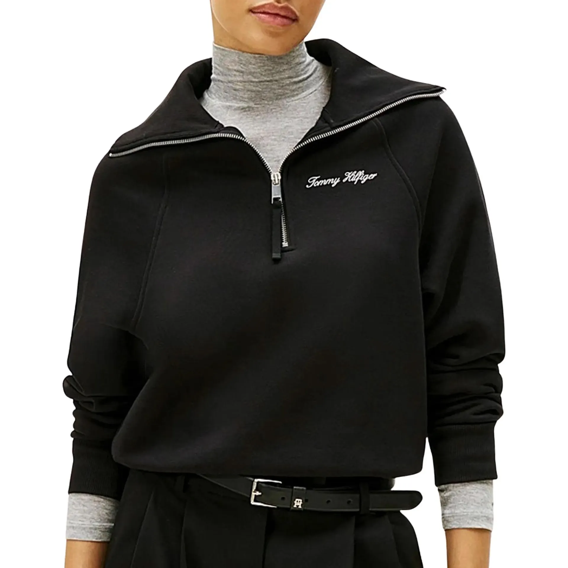 Classic Script Fleece Half Knit Sweater Dames