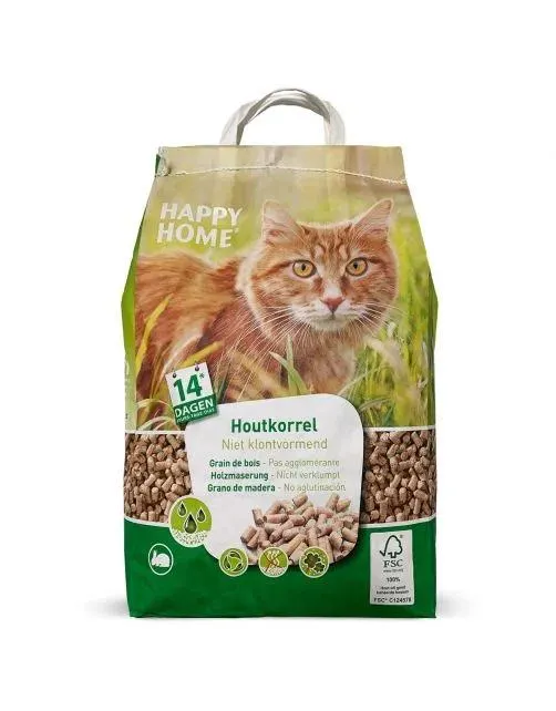Happy Home Natural Houtkorrel - Fsc - Kattenbakvulling - 10 l 5 kg