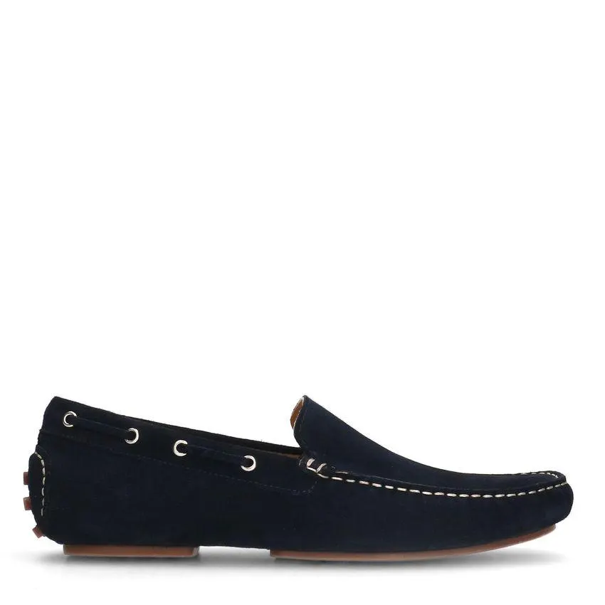 Donkerblauwe suède loafers