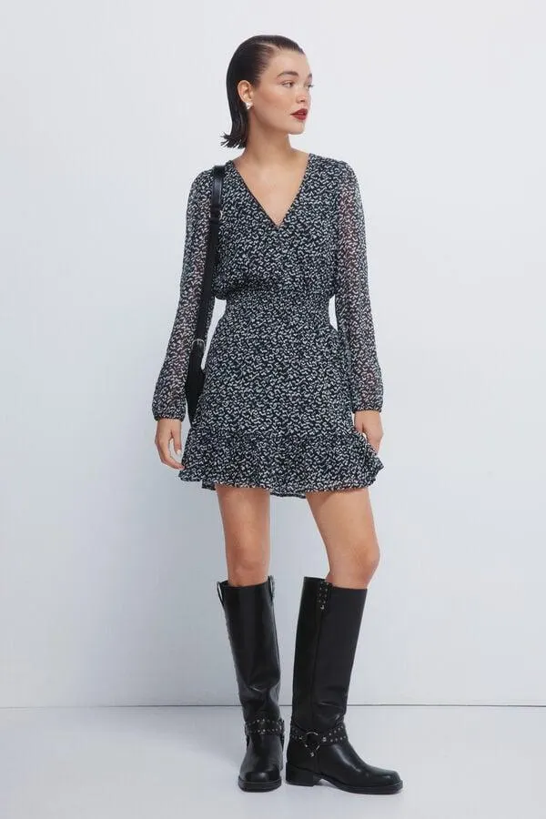 Vestido corto gasa estampado