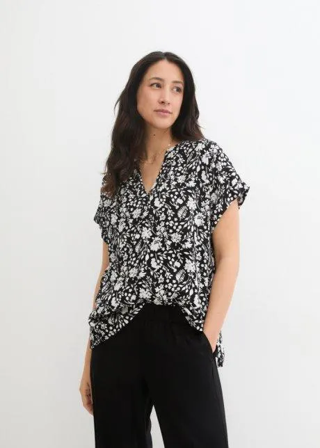 Tunique oversize en viscose, demi-manches