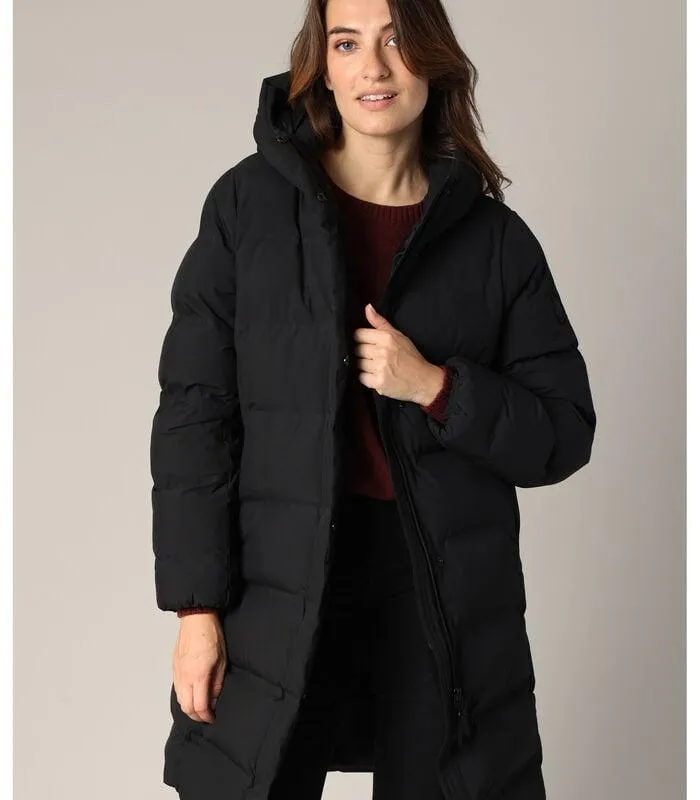 SAMIAH - Lange gewatteerde donsjas met omhullende capuchon