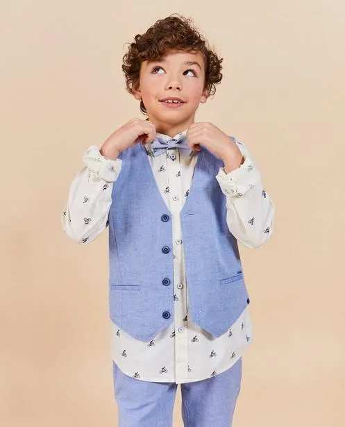 Blauw kostuumgilet, communie