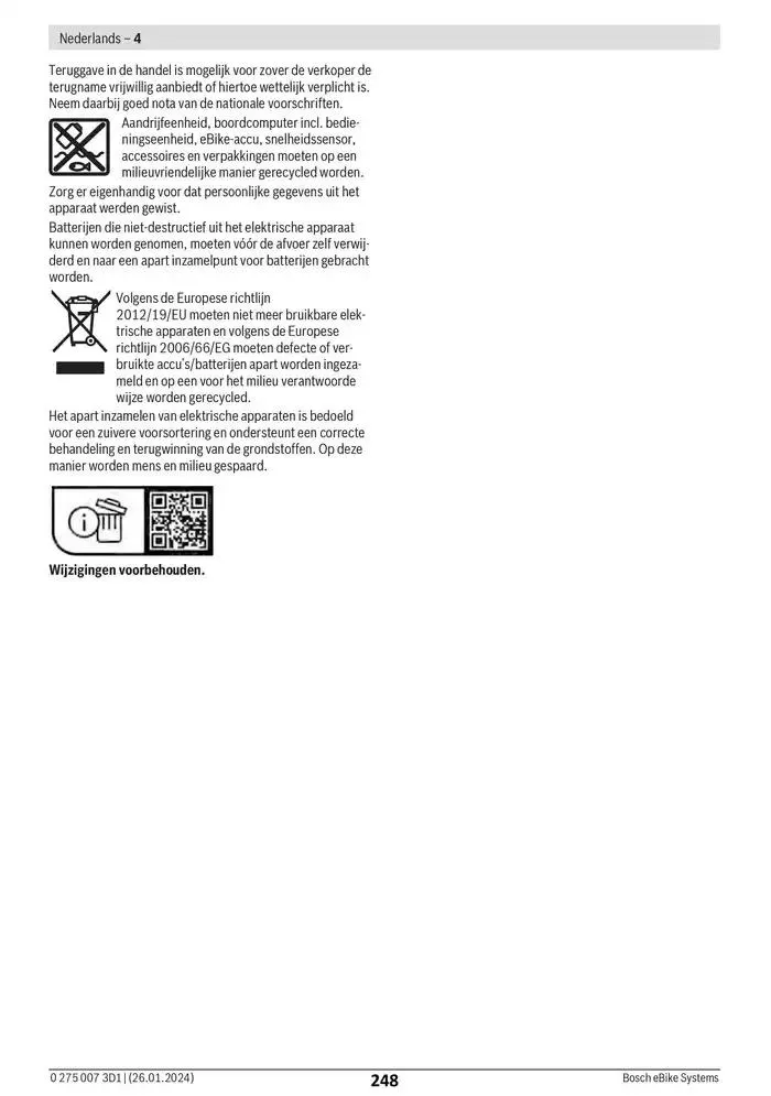Electric Bike Manual van 12 februari tot 12 augustus 2025 - folder pagina 248