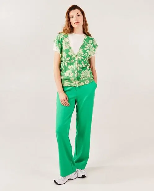 Mouwloze cardigan met bloemenprint