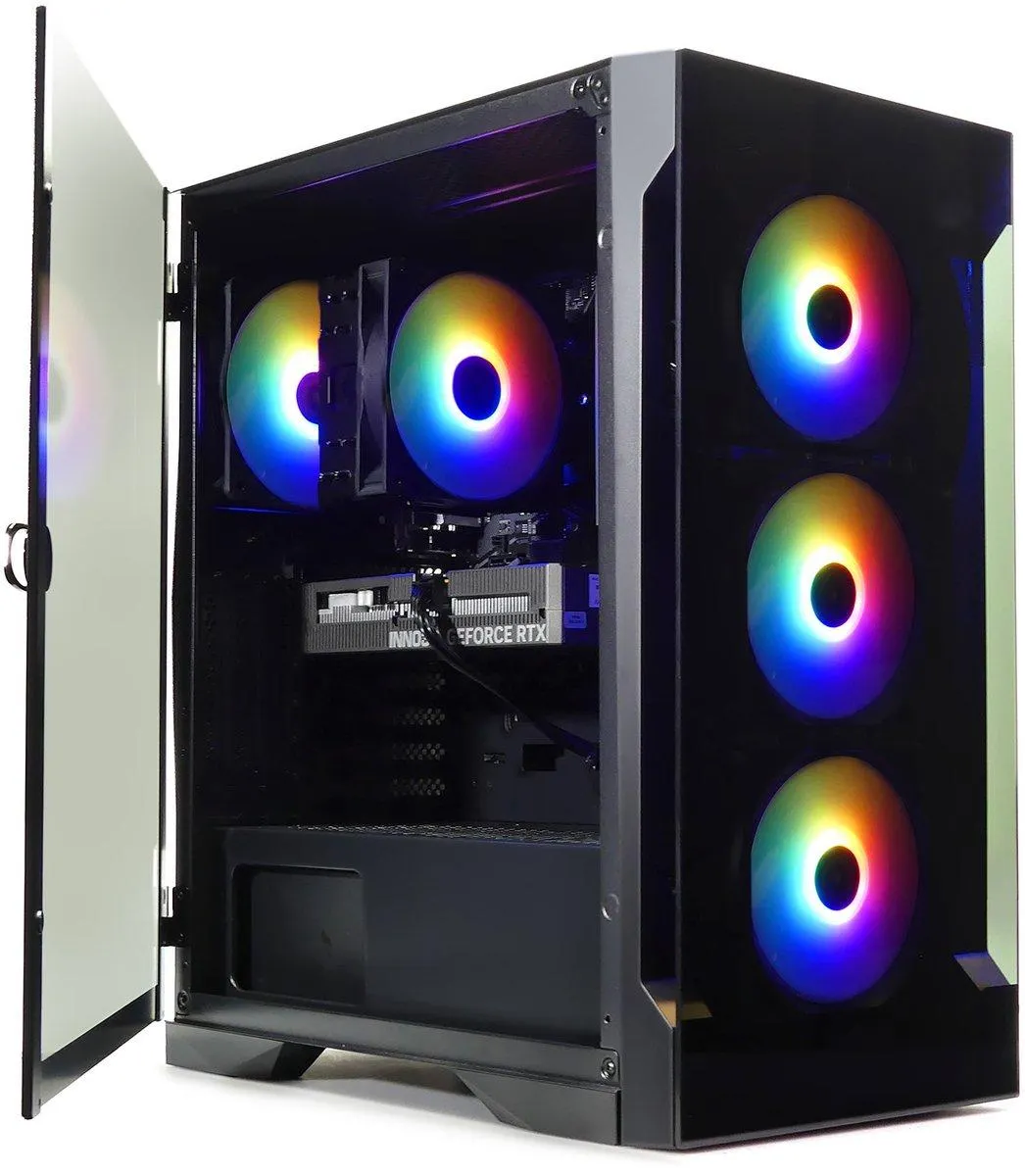 AMD Ryzen 7 8-Core Full RGB Build Game PC met Magneetdeur - RTX 4070 12GB - 32GB RAM - 1TB M2.0 - Geschikt voor Fortnite CoD Valorant GTA V Roleplay Apex Legends op Ultra settings! – WIFI - Gamdias Talos E2 ELITE