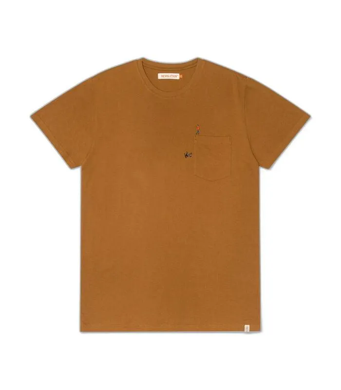 T-shirt met zakje en borduursel