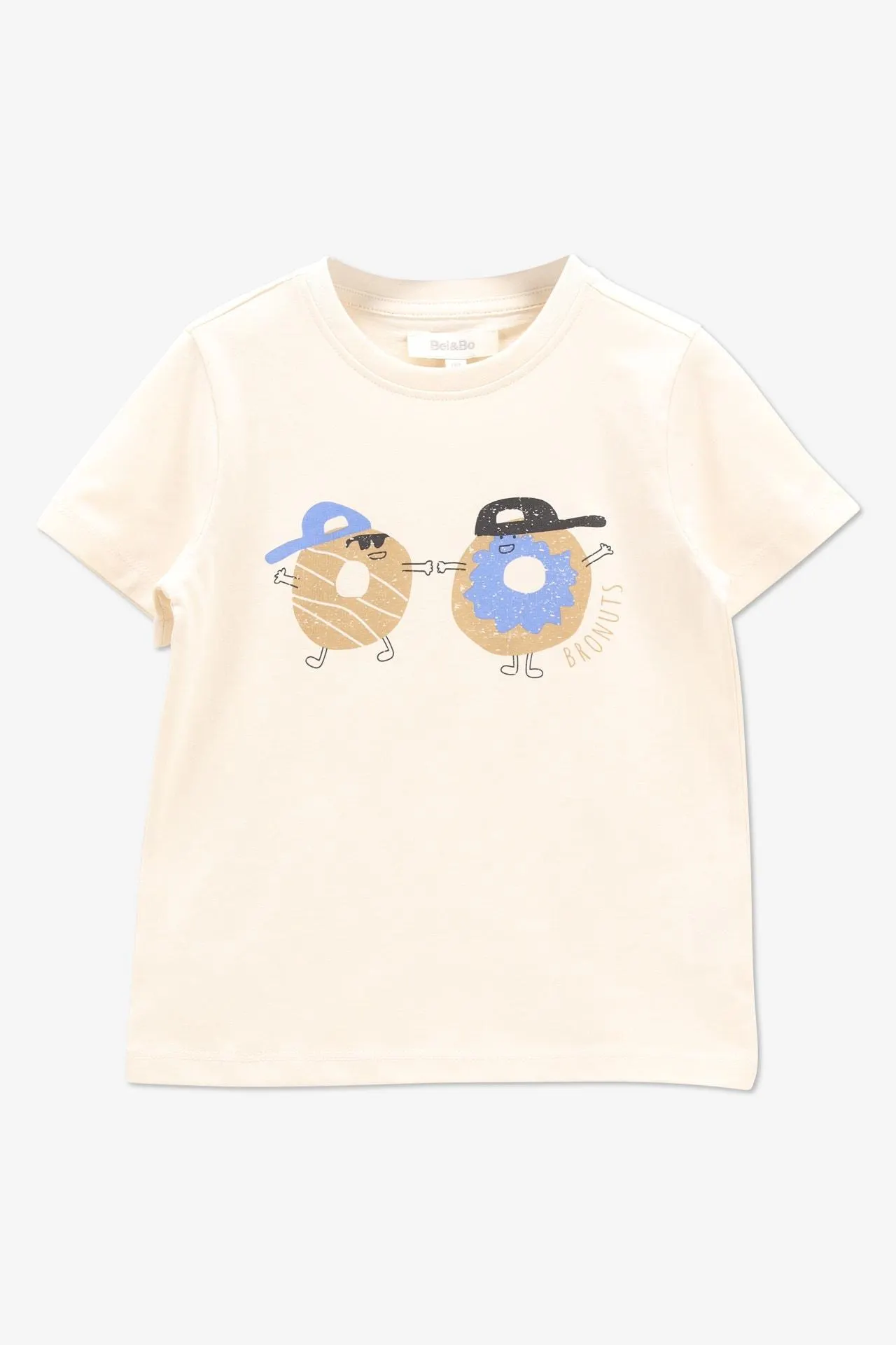 Lichtbeige T-shirt met borstprint Bronuts