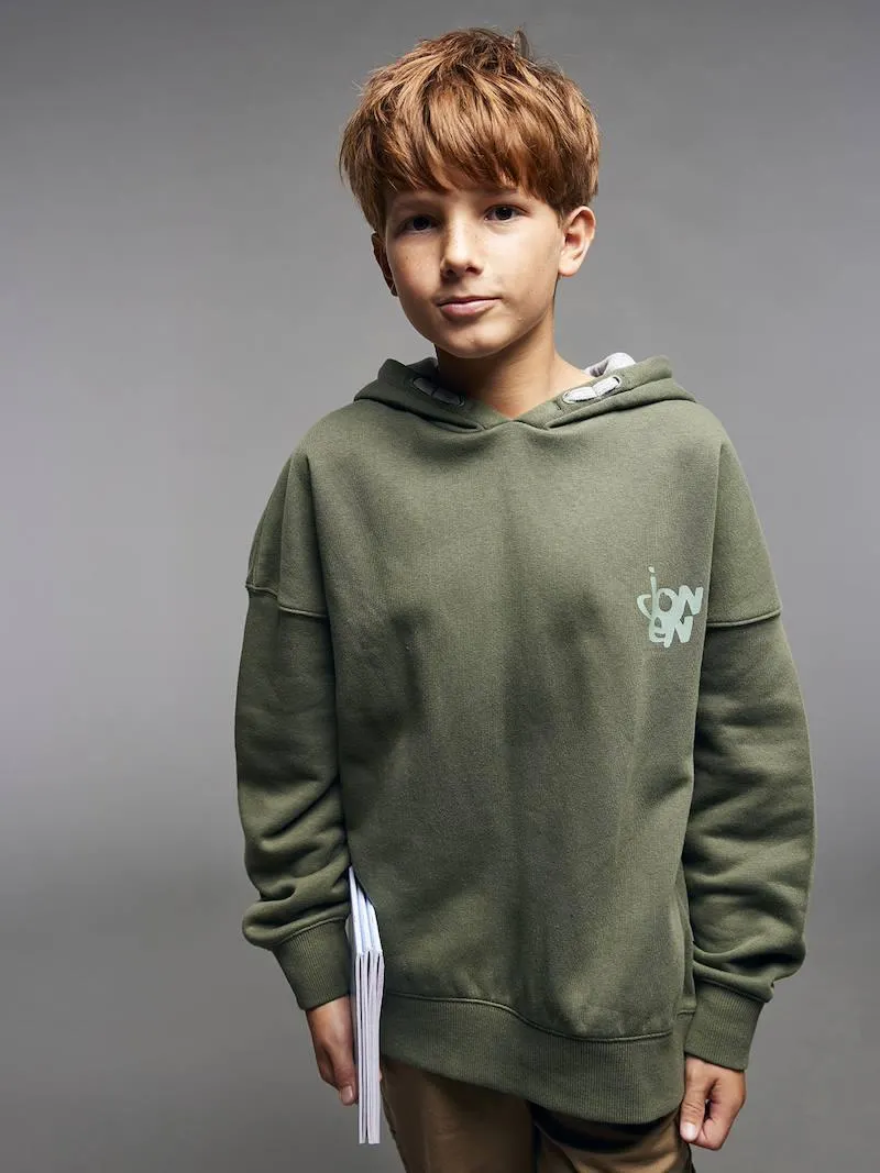 Sweat garçon à capuche - kaki