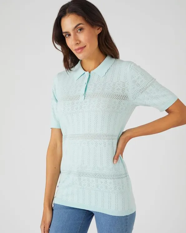 Pull in ajourtricot met polokraag