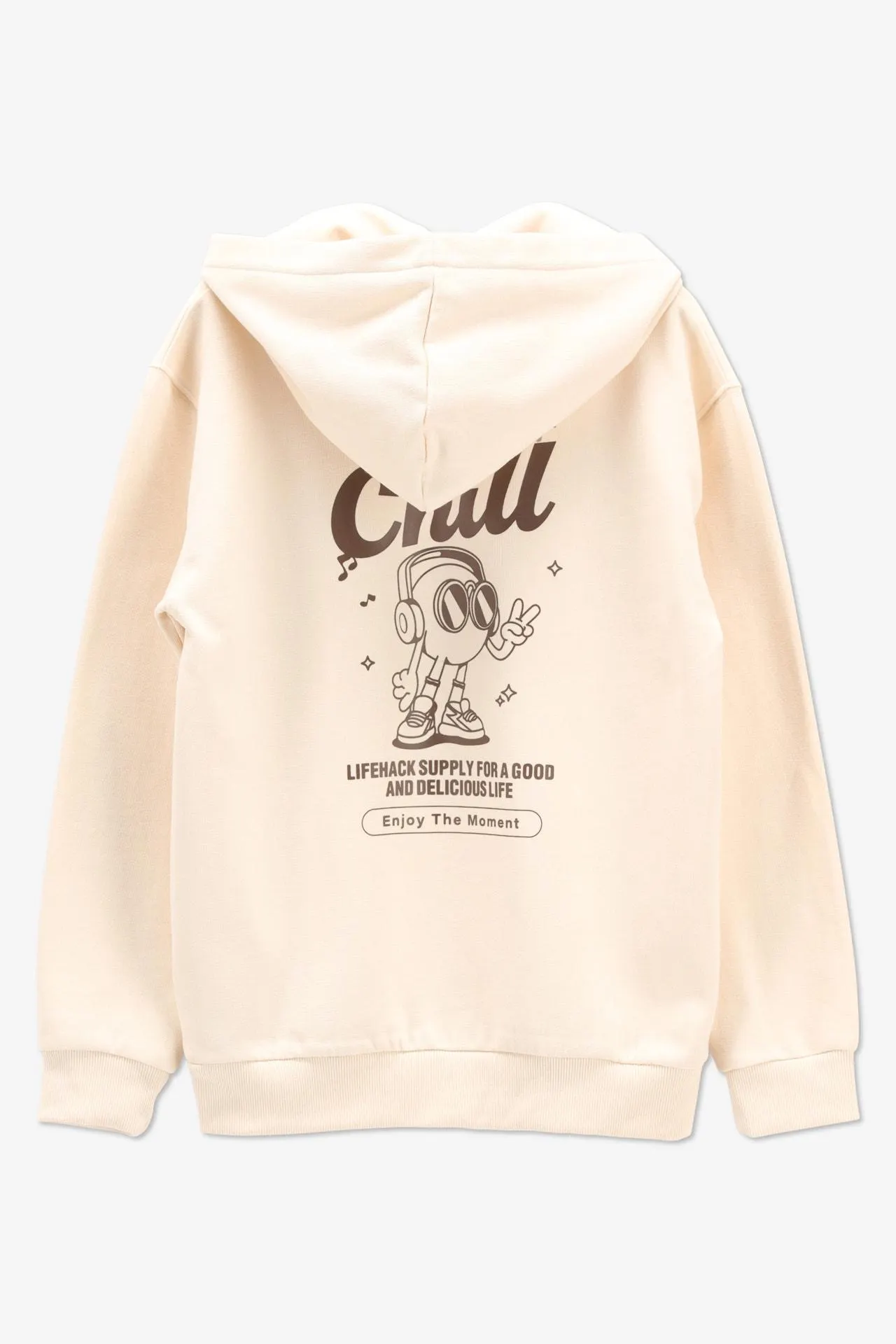 Lichtbeige hoodie met rugprint