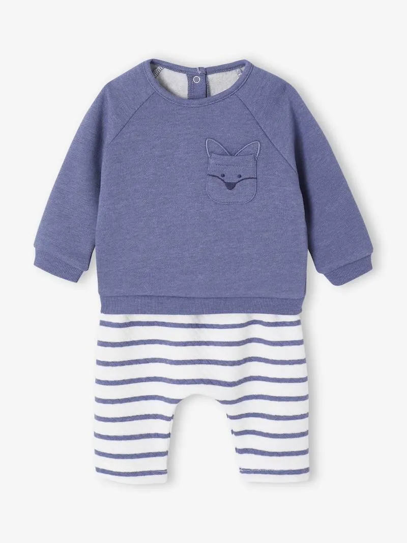 Ensemble bébé sweat et pantalon - bleu chiné