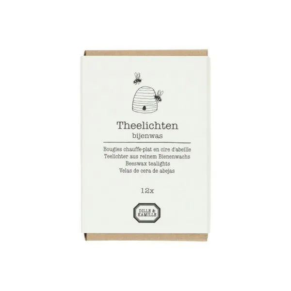 Theelichten zonder cup, bijenwas, 12 stuks
