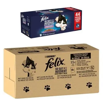 Jumbopack Felix 120 x 80 /85 g pour chat + 44 x 85 g sachets offerts !