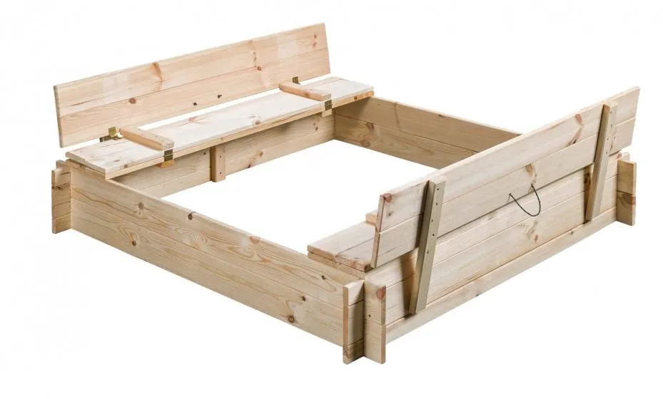 Swing King zandbak Gucio 120 x 120 x 20 cm hout blank