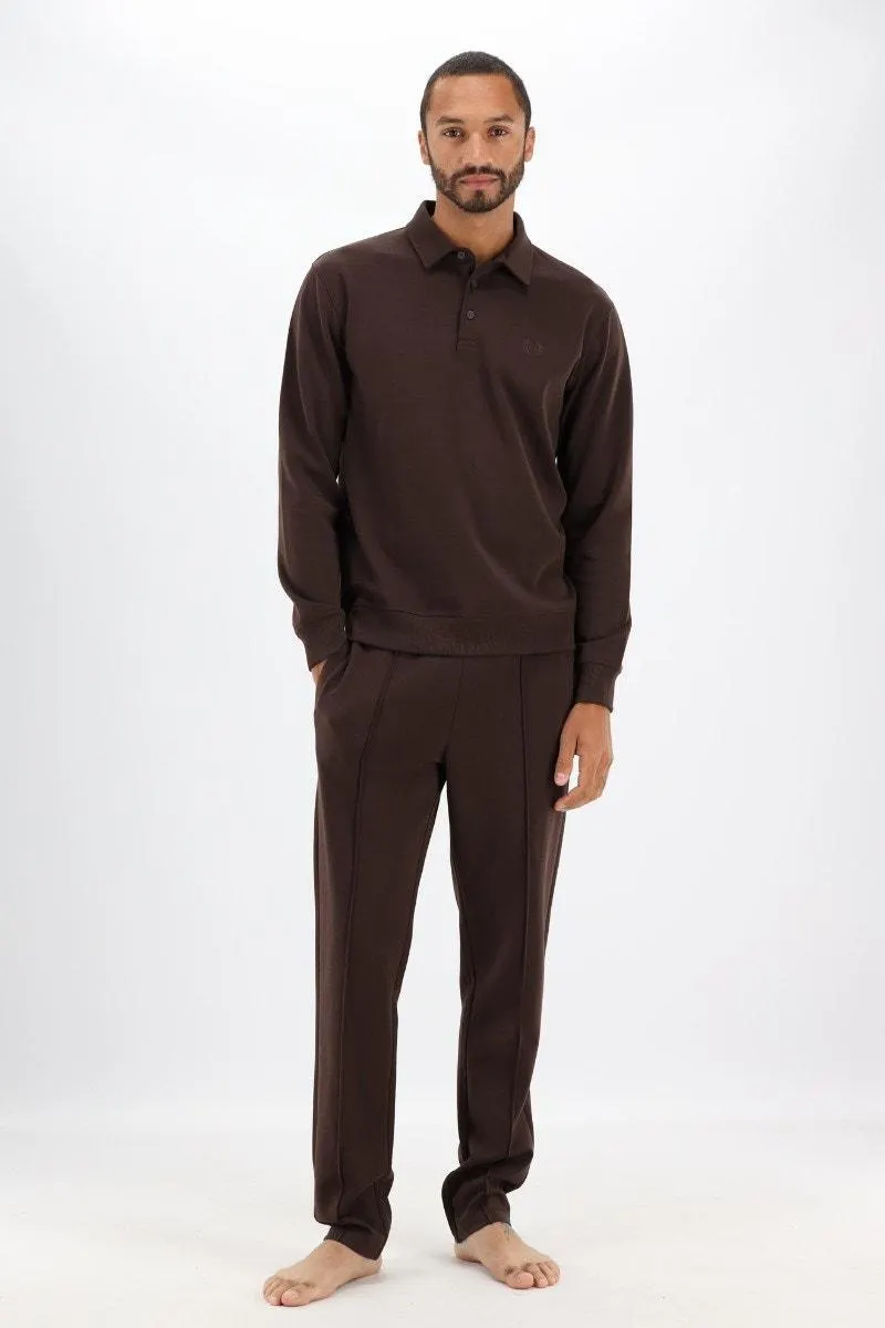 Bruine sweater met polokraag