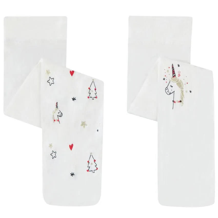 Lot de 2 paires de collants fins de Noël pour bébé fille