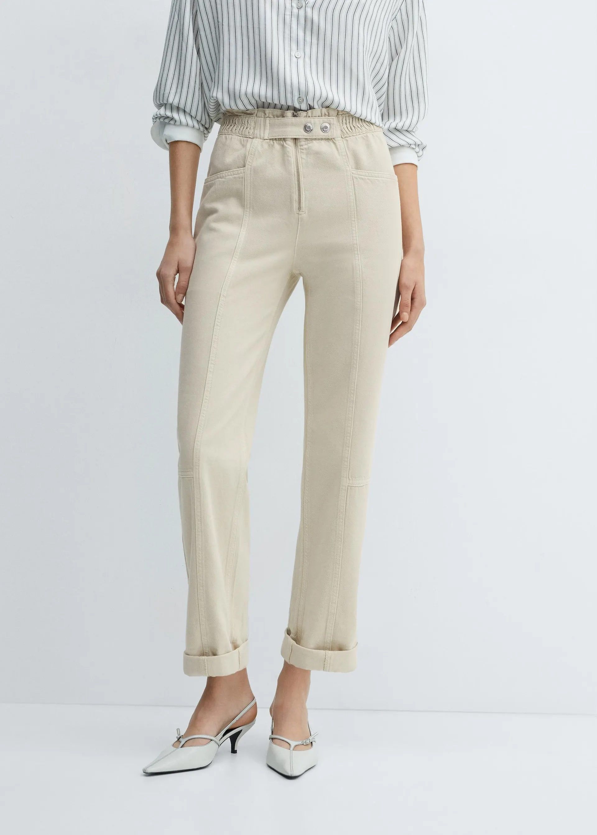 Slouchy jeans met elastiek in de tailleband