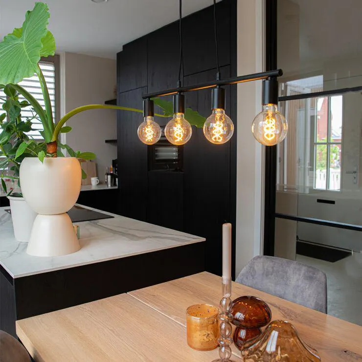 Moderne hanglamp zwart 4-lichts - Sydney
