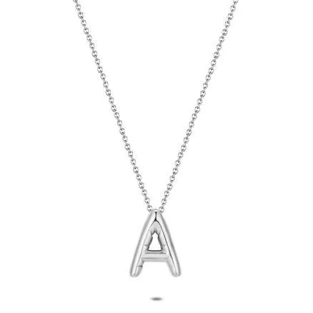 Halsketting in edelstaal, bubble letter A