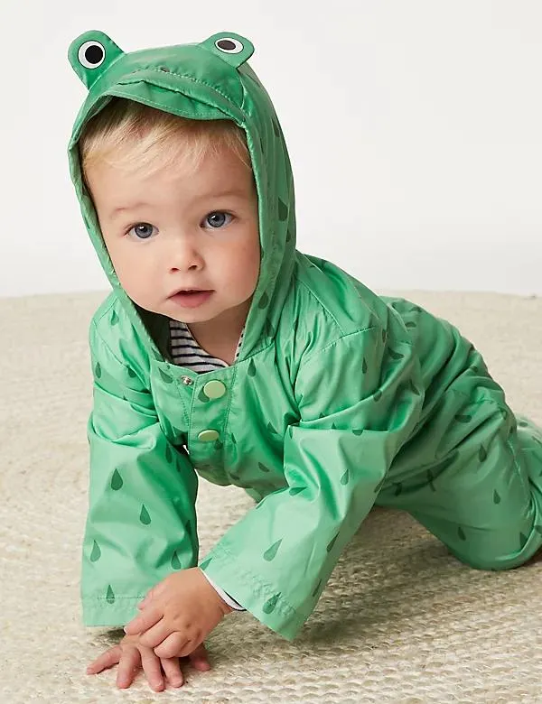 Hooded Frog Puddlesuit (0-3 Yrs)