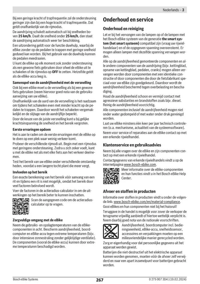 Electric Bike Manual van 12 februari tot 12 augustus 2025 - folder pagina 267