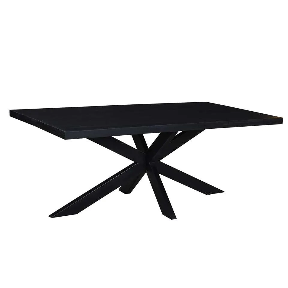Livingfurn - Zwart Eetkamertafel kala - Mango Hout - 200 cm