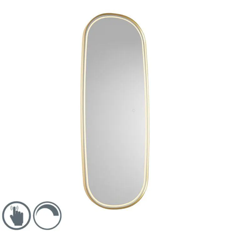 Modern fürdőszobai tükör arany színben, LED-del és érintőképernyős dimmerrel - Geraldien
