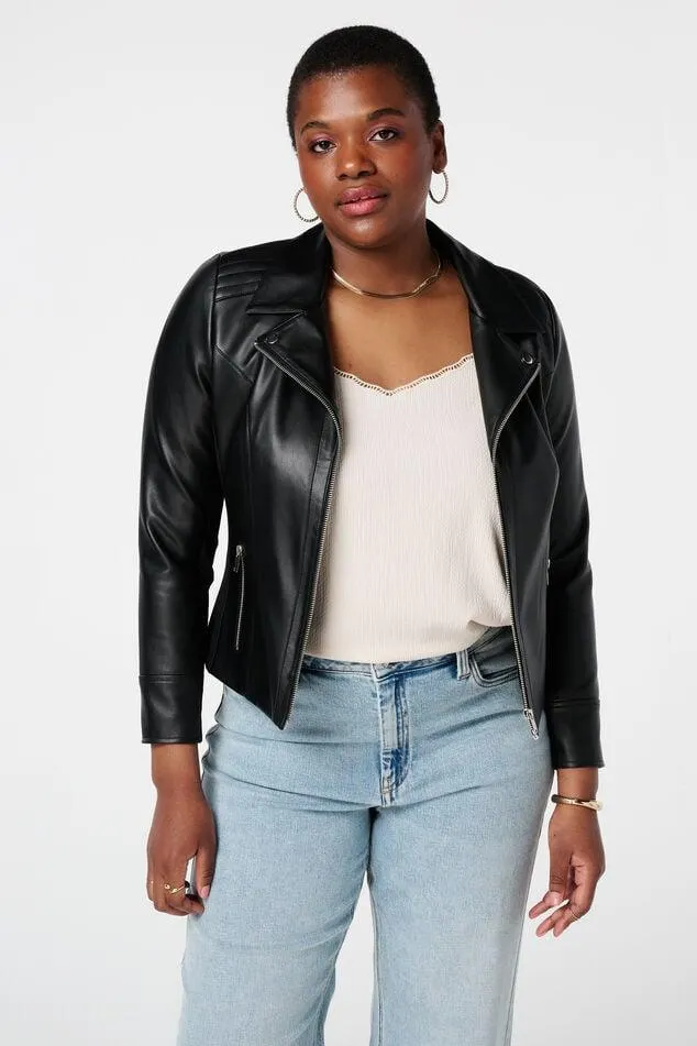 Leerlook jasje met zilveren details