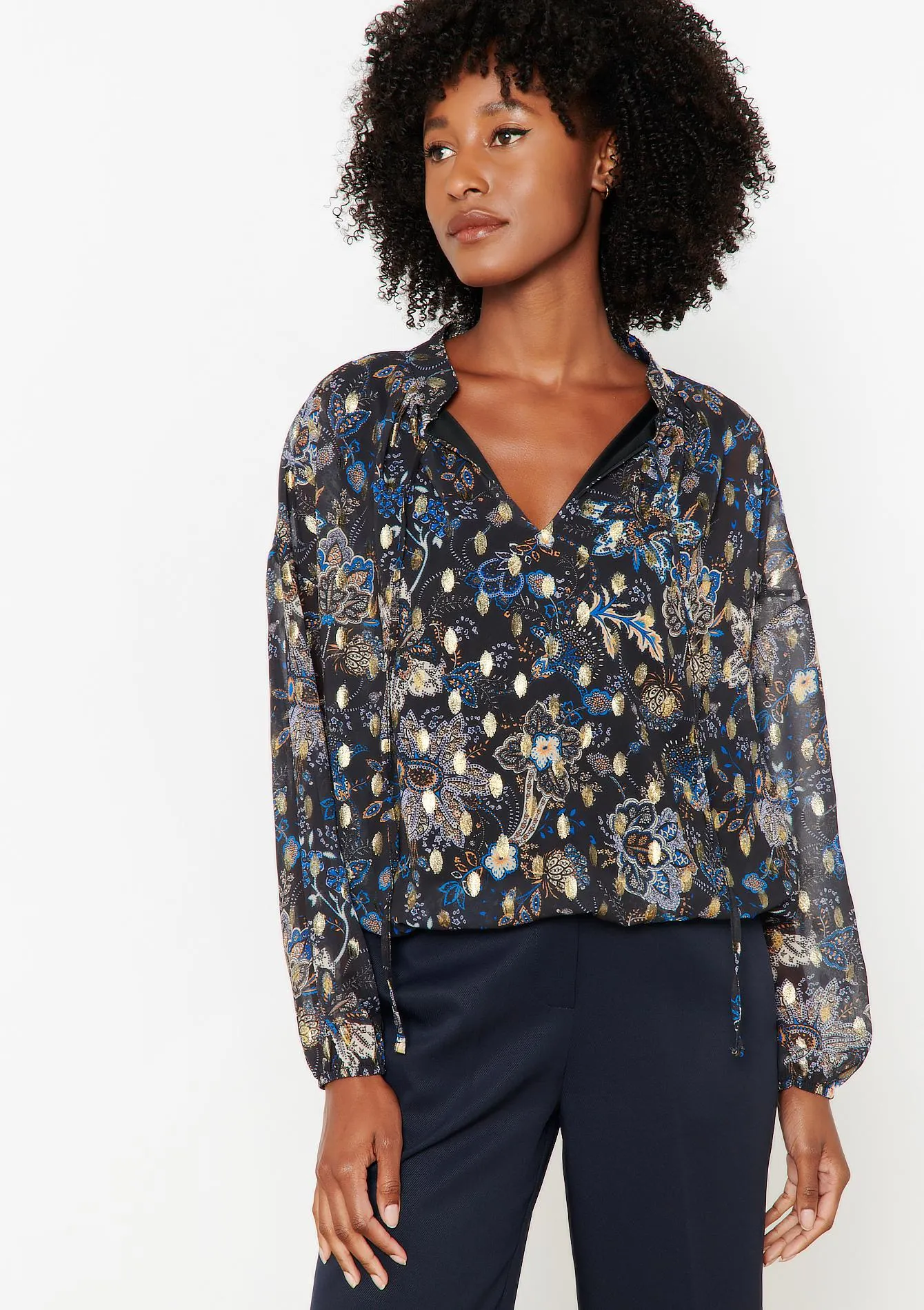 Blouse with ethnic print