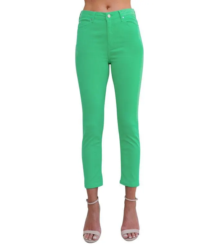 RUSSELL Hoge taille katoenen stretch slim jeans mintgroen