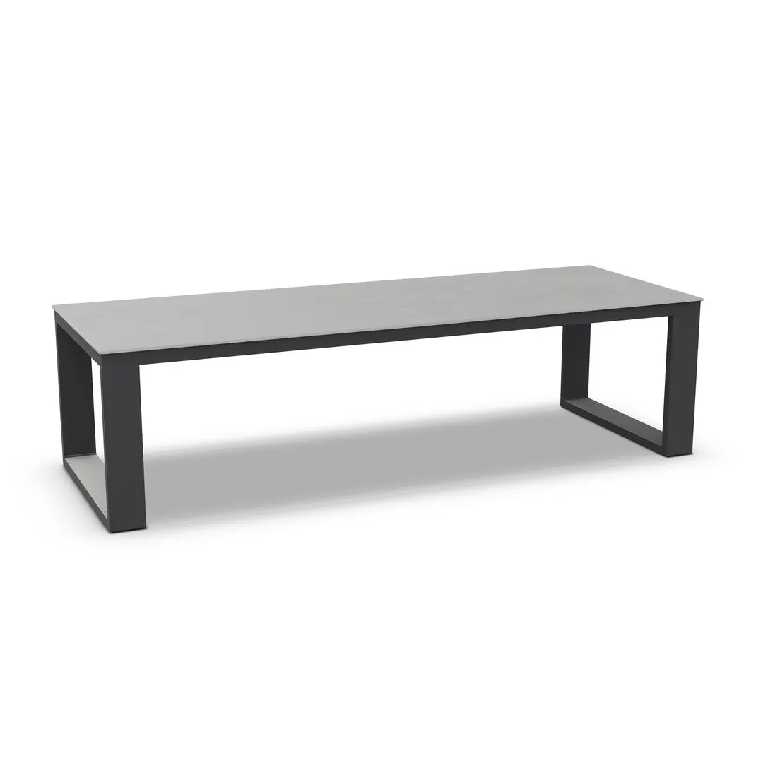 Linate tuintafel 280x100 charcoal mat met glazen blad (showroommodel)