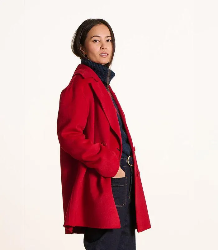 3/4 rode wollen mantel