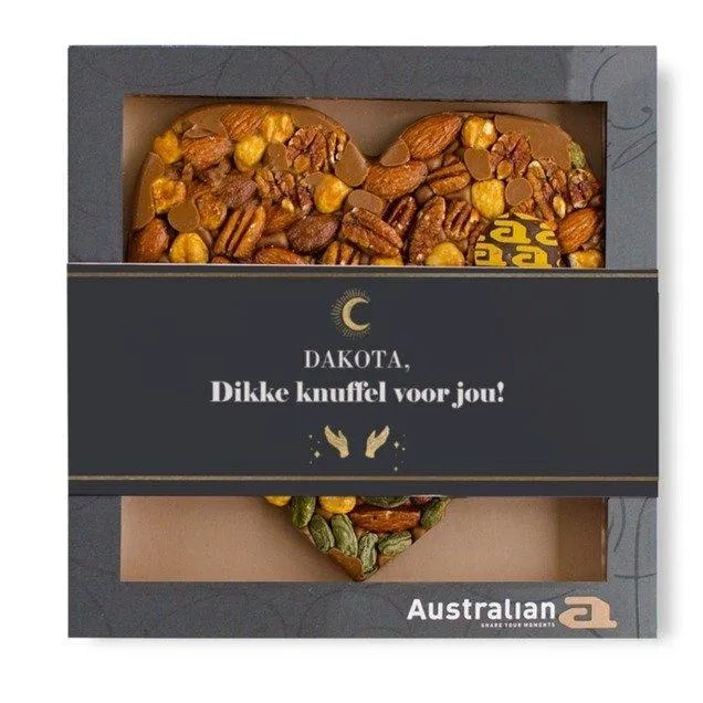Australian Hart | Melk Noten | Dikke knuffel met eigen tekst | 220g