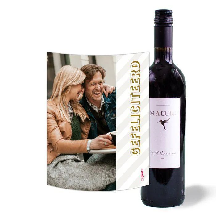 Maluni | Garnacha | Gefeliciteerd met eigen foto en tekst | 750 ml