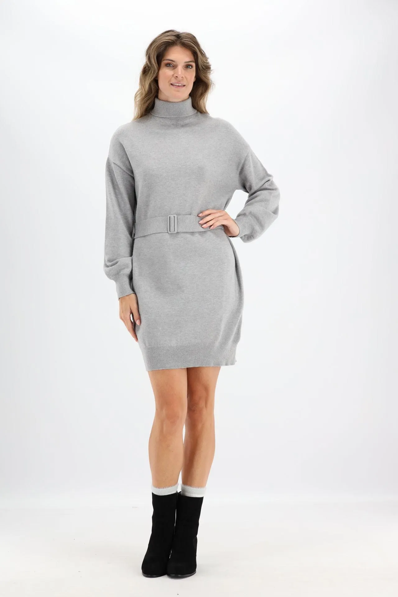 Grijze korte jurk met rolkraag by Emilie