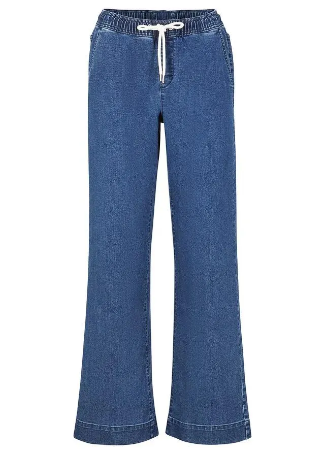 Jean large taille mi-haute, extensible