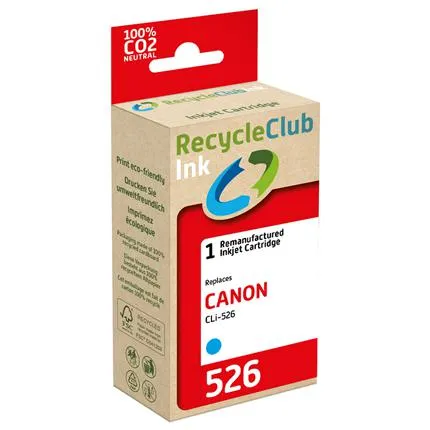 RecycleClub Cartridge compatible met Canon CLI-526 Blauw