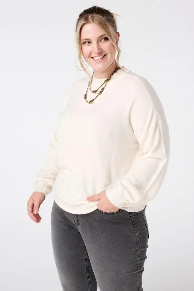 Fijn gebreide trui met ballonmouwen