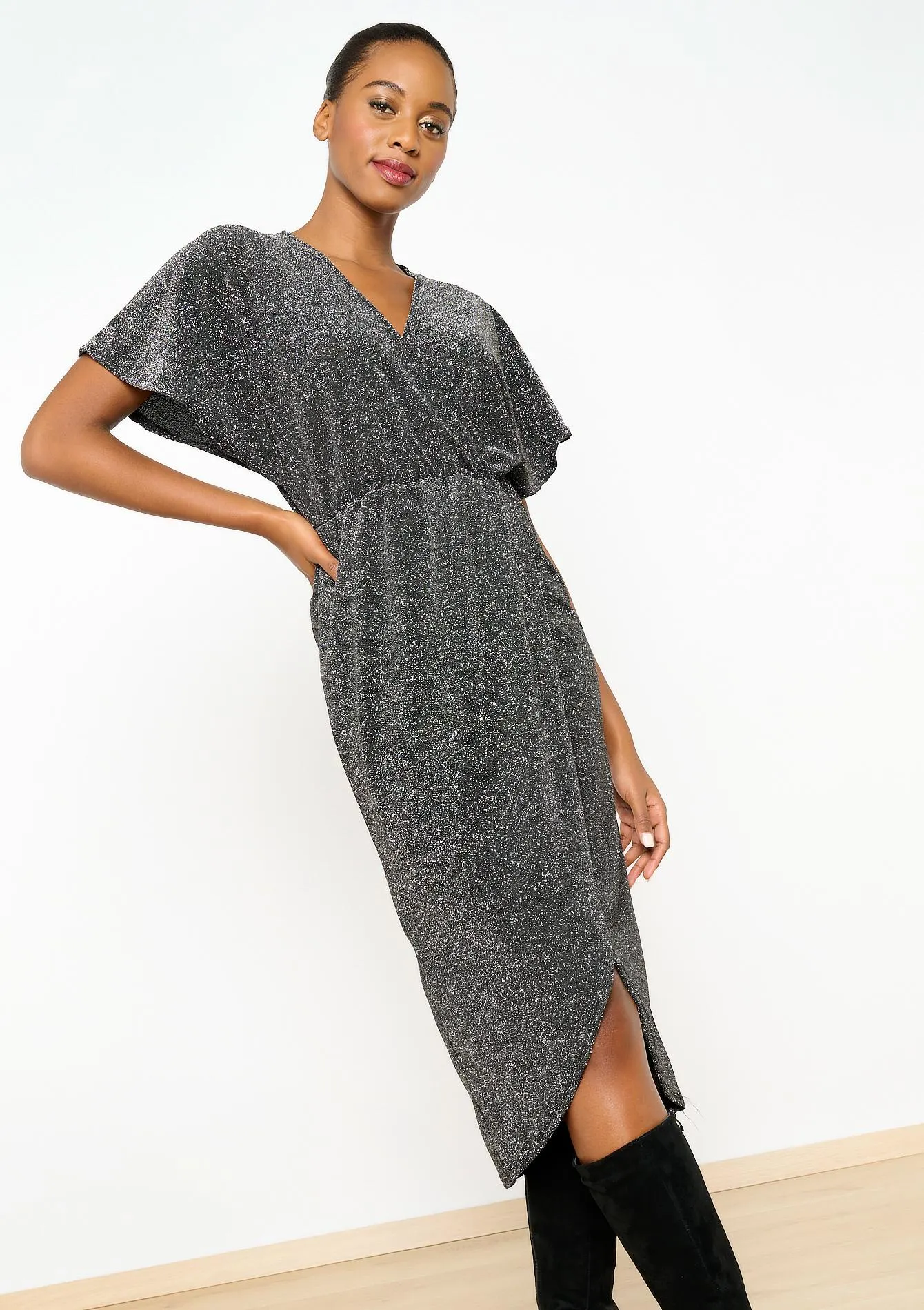 Lurex wrap dress