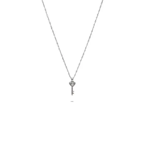 Halsketting in edelstaal, sleutel met hartje