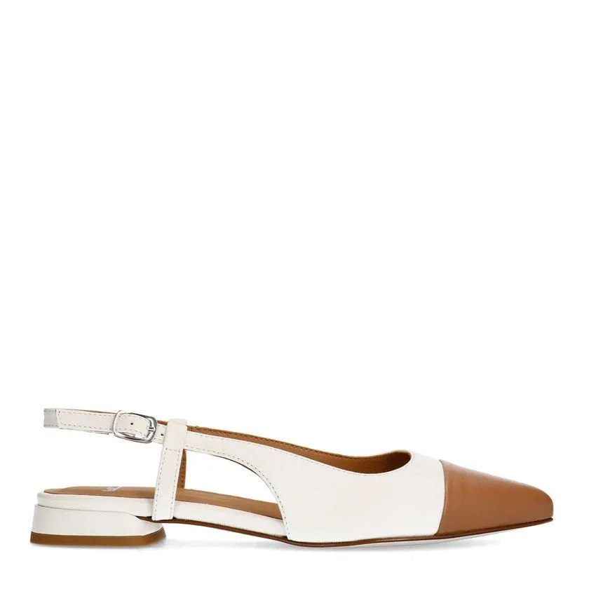 Witte leren slingbacks