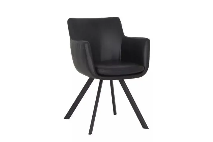 Stoel Boho lederlook zwart