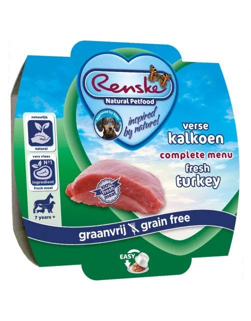 Renske Hond Senior Vers Vlees - Hondenvoer - Kalkoen 100 g Graanvrij