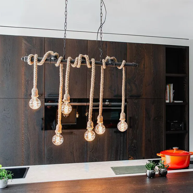 Industriële hanglamp zwart 6-lichts - Plural