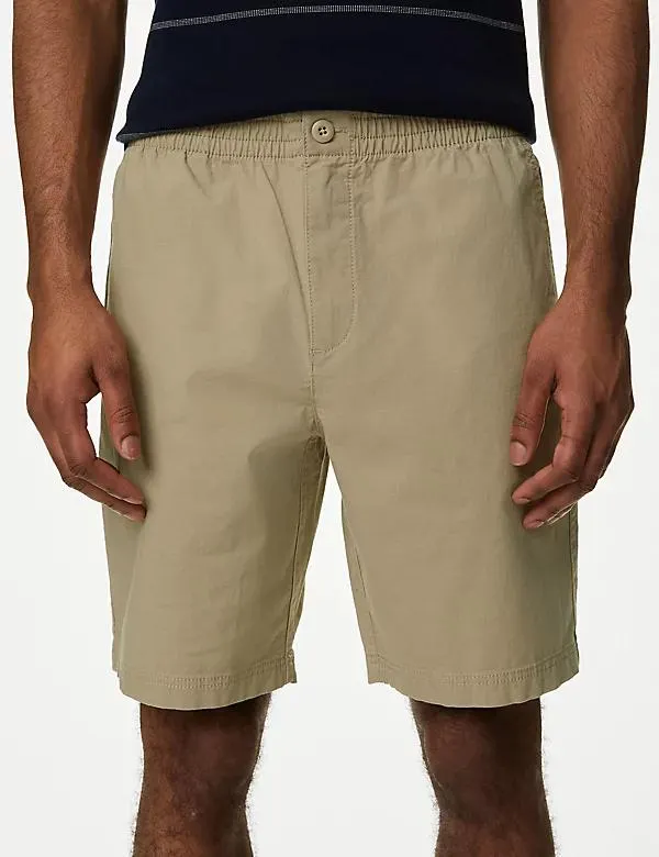 Elasticated Waist Ripstop Textured Shorts