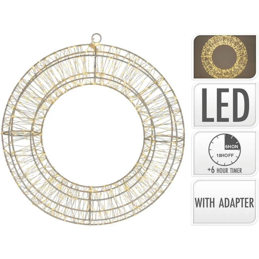 verlichte decoratieve ring warm wit 960 led met timer binnen buiten gebruik